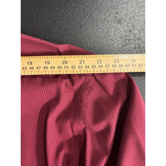 Tommy Hilfiger Tailored in Hong Kong Red Check Button Down Shirt Size 16 34/35 - Picture 5 of 12